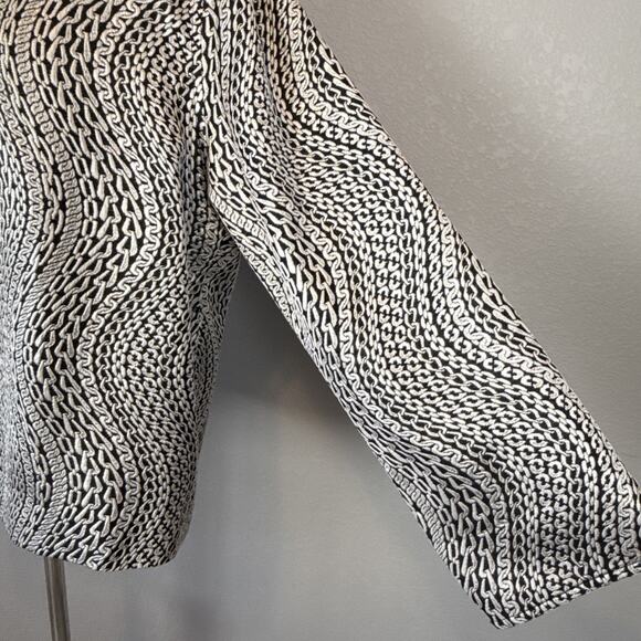 Caroline Rose Silver Chain Print Blazer Size XL Mandarin Collar Metal Button - Picture 4 of 11